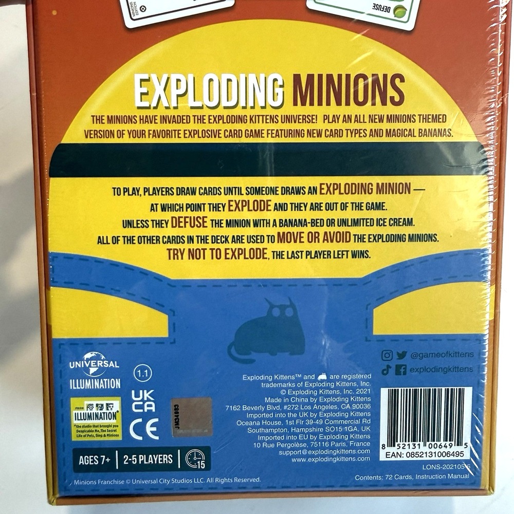 New Sealed Exploding Minions by Exploding Kittens Family Fun Card Game Box Gift - Picture 4 of 6